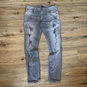 PRPS Mens Gray Distressed Paint Splatter Stretch Jeans E64P250N - size 36
